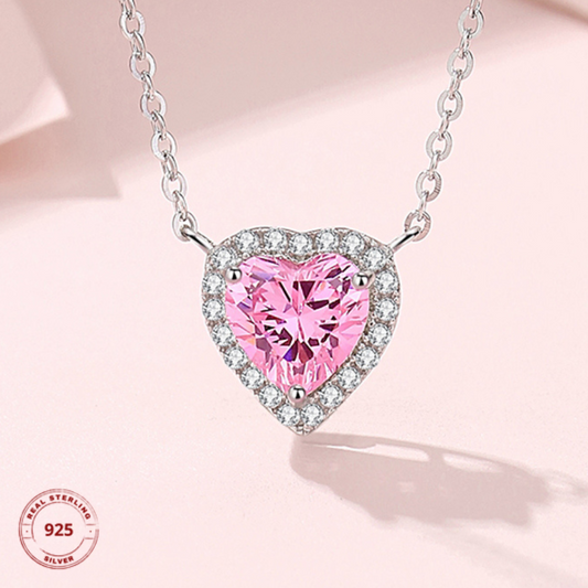 925 Sterling Silver Heart Necklace Sweet