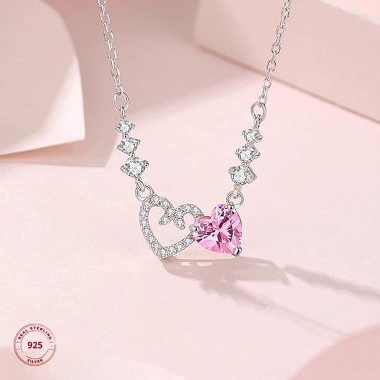 925 Sterling Silver Heart Necklace Lady Heart