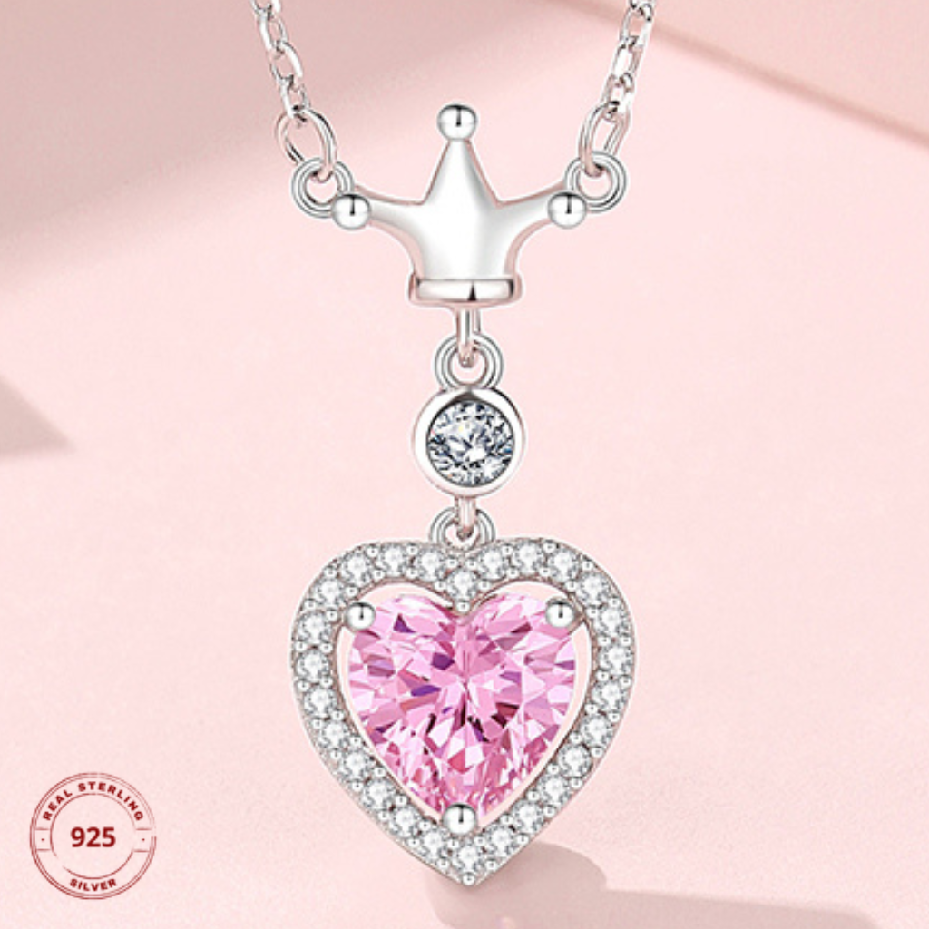 925 Sterling Silver Heart Necklace Queen