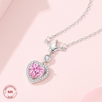 925 Sterling Silver Heart Necklace Queen