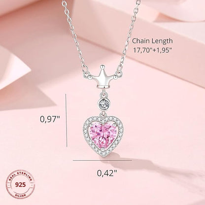 925 Sterling Silver Heart Necklace Queen